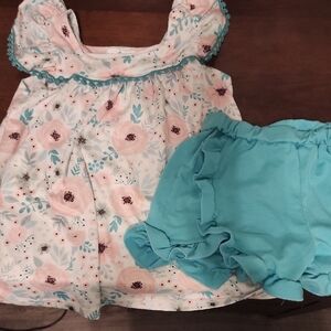 Floral Dress‎ and Blue Bloomers Set